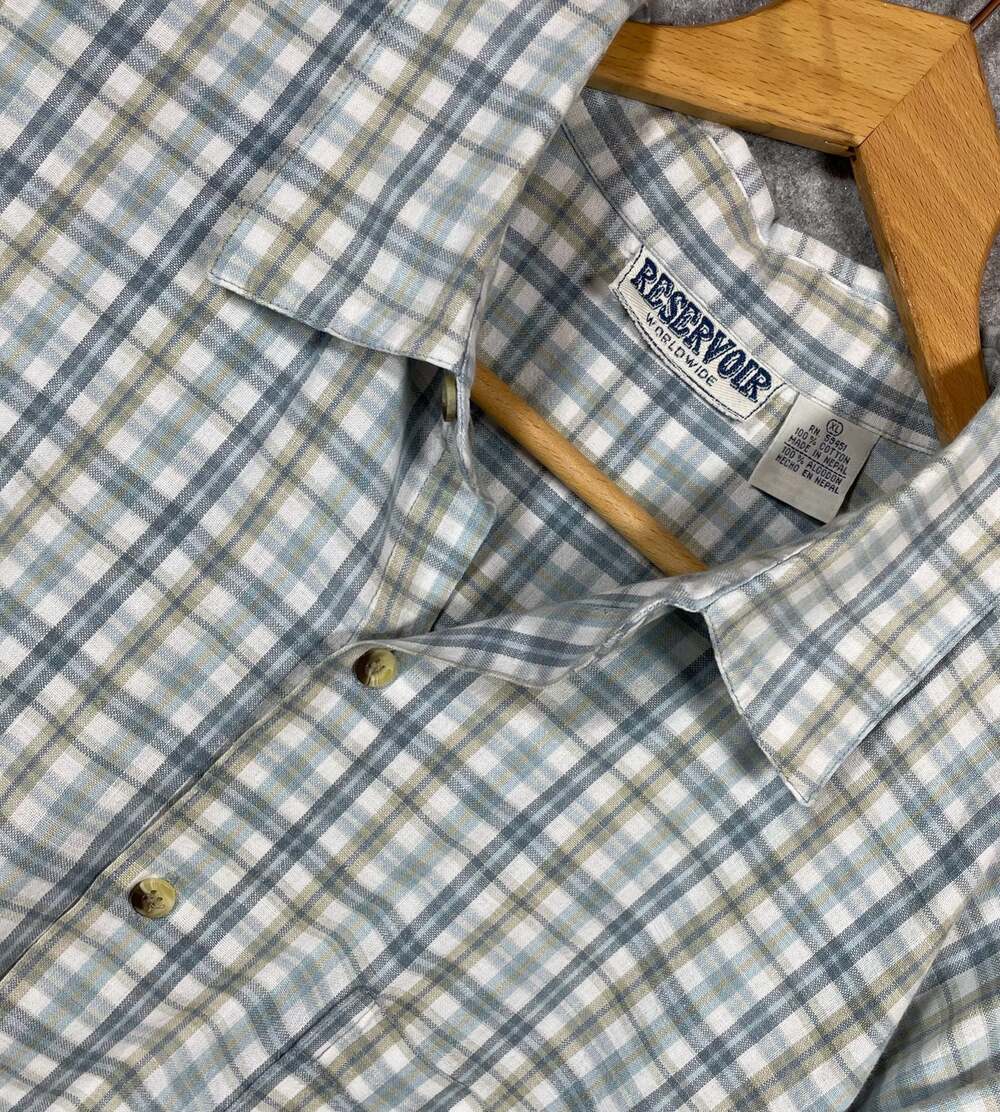 Reservoir Worldwide Men's XL Short Sleeve Plaid Button Down Shirt